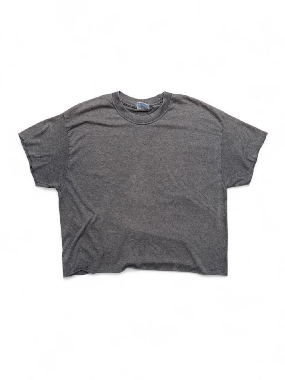 Hanes Gray Cropped T-Shirt Women’s Large Minimalist 90s Baby Tee